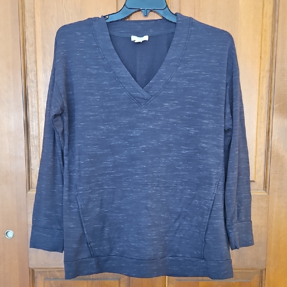 Women's Black Heathered V-Neck Sweatshirt
